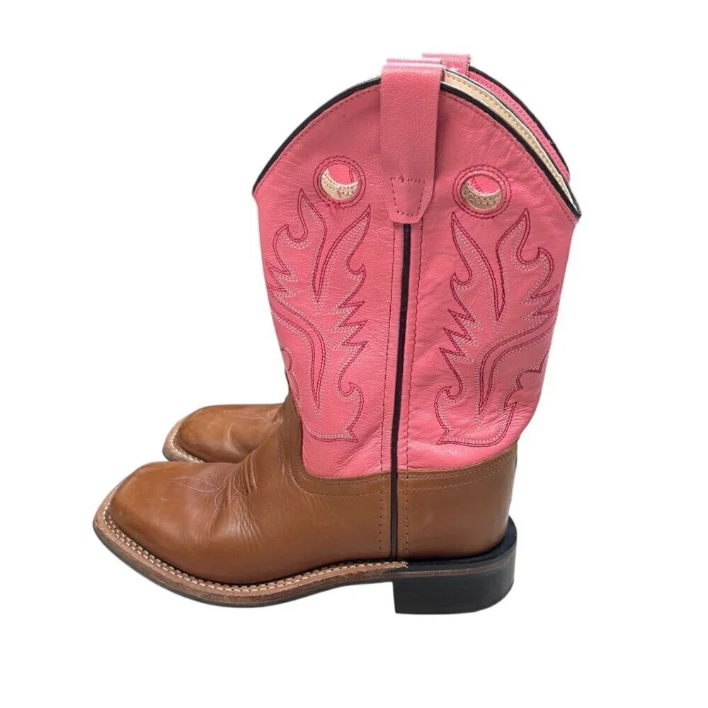 Old West Wide Square Toe 3 Kids Pink Cowgirl Boots Western Boho Outdoors